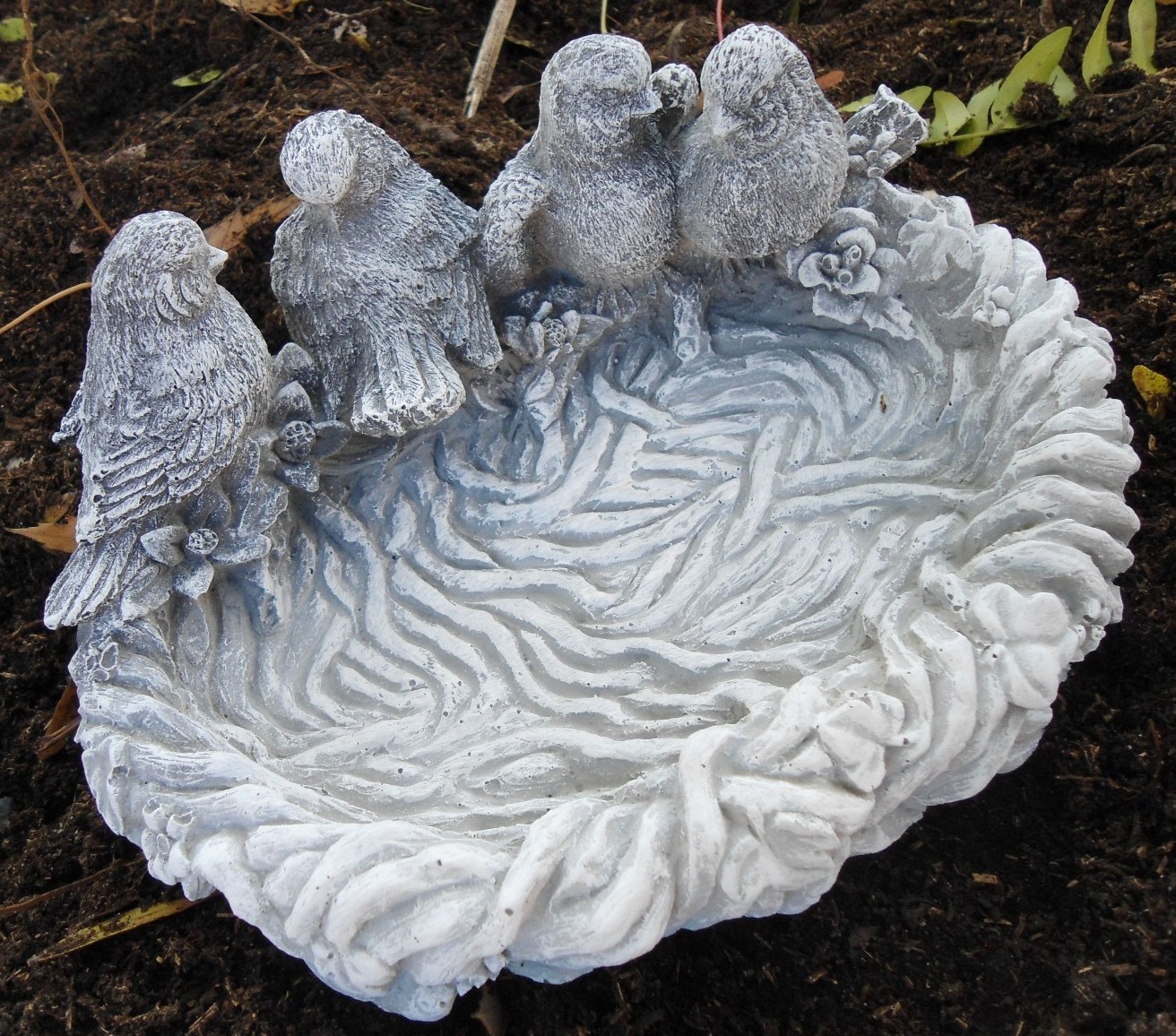 Latex bird birdbath mold plastic support concrete mould 9" x 7" x up to 3.5"H