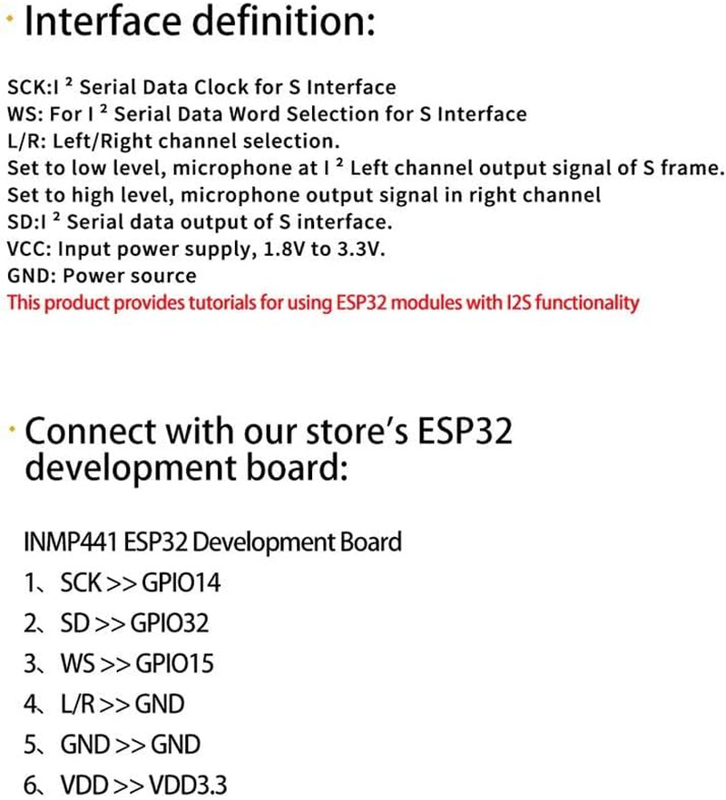 INMP441 Omnidirectional MEMS Microphone Module I2S Low Power Precision 5 Pack