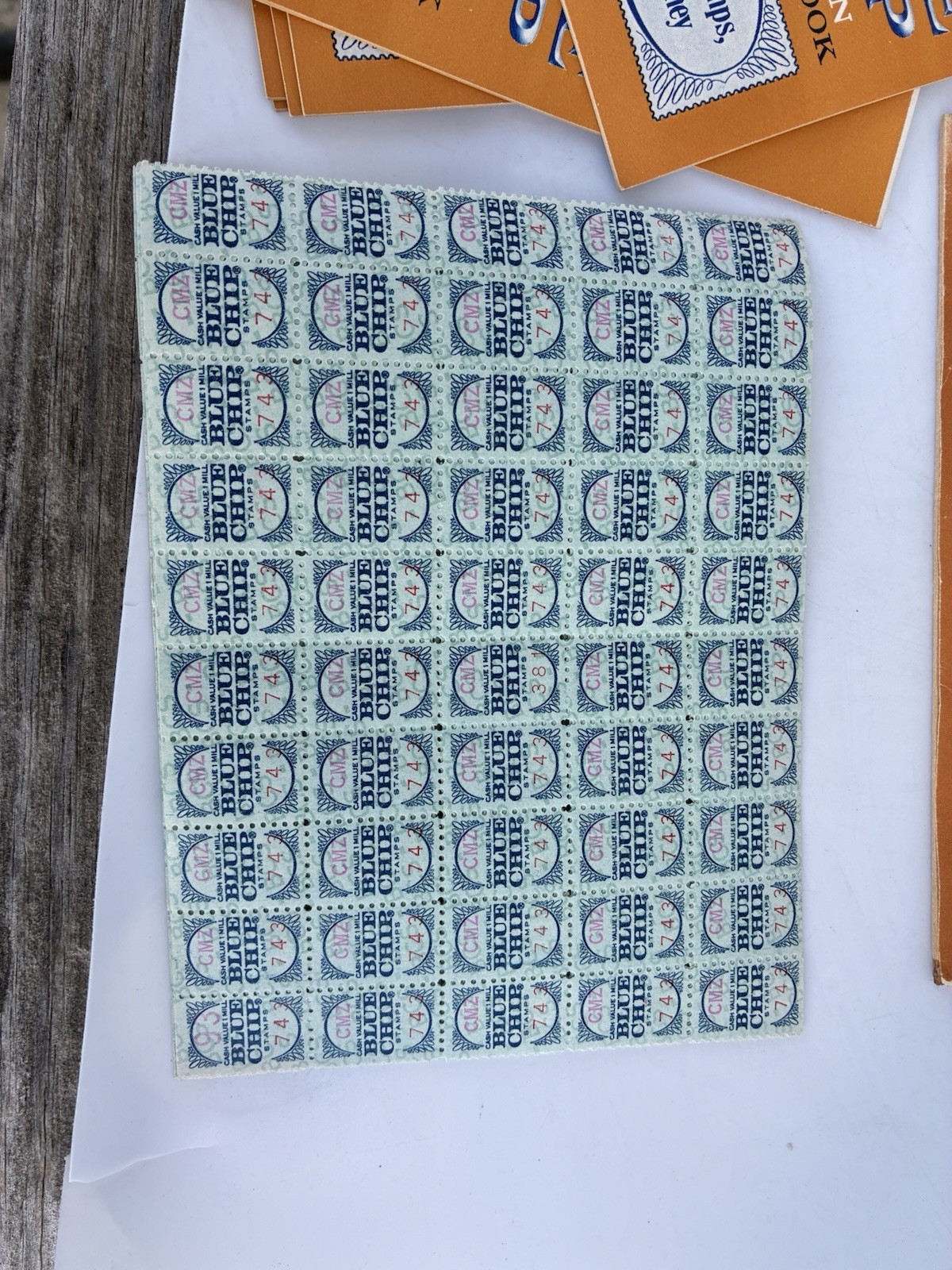 Vintage Blue Chip Super-Ten Savings Stamps Lot – Books, Unused Sheets & Inserts