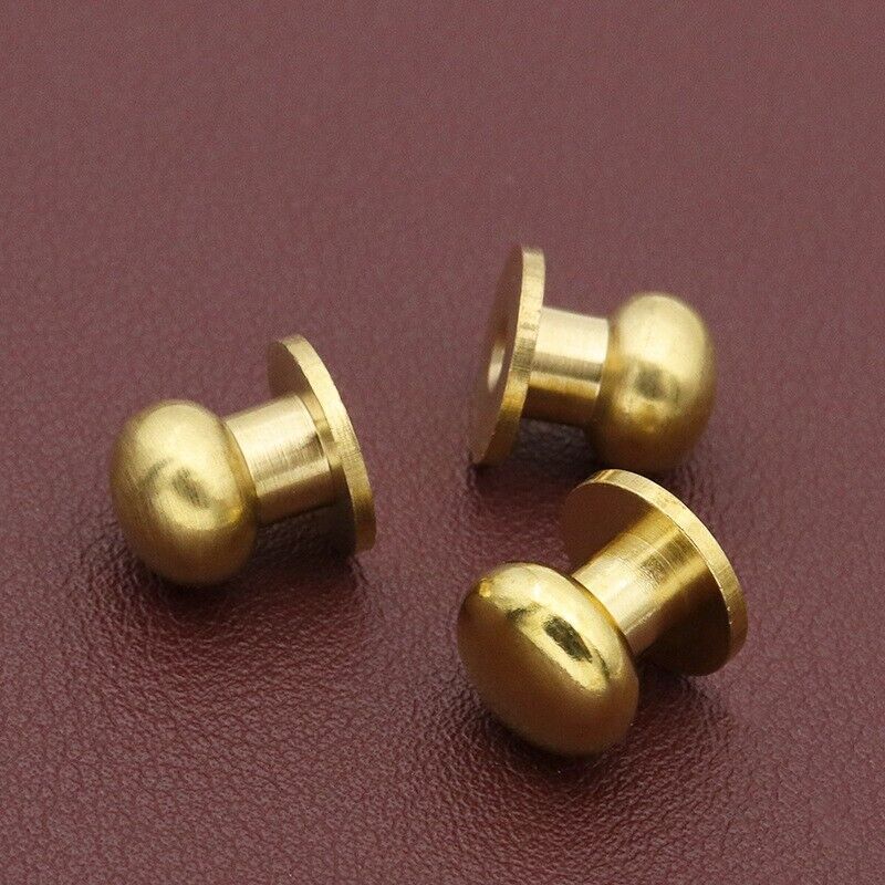 50pcs M3 Round Head Solid Brass Stud Screw Rivet Chicago Button Leather Craft