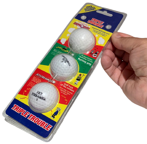 3 PACK GOLF BALL GAGS Exploding Jet Streamer Prank Joke Golfer Trick GIFT Set