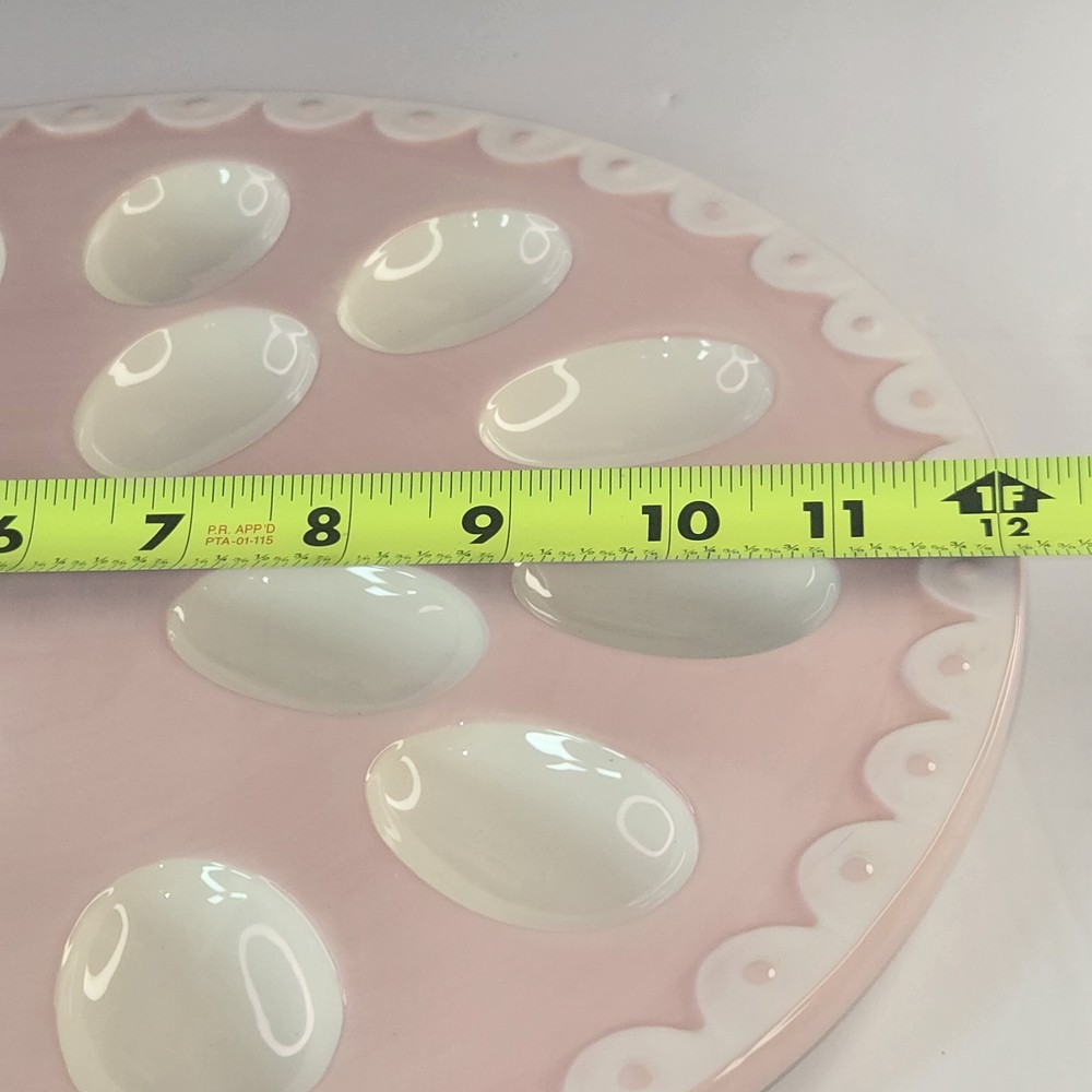 Pink Global Design Deviled Egg Plate Dish Tray Server Easter Spring Dish 16 Eggs