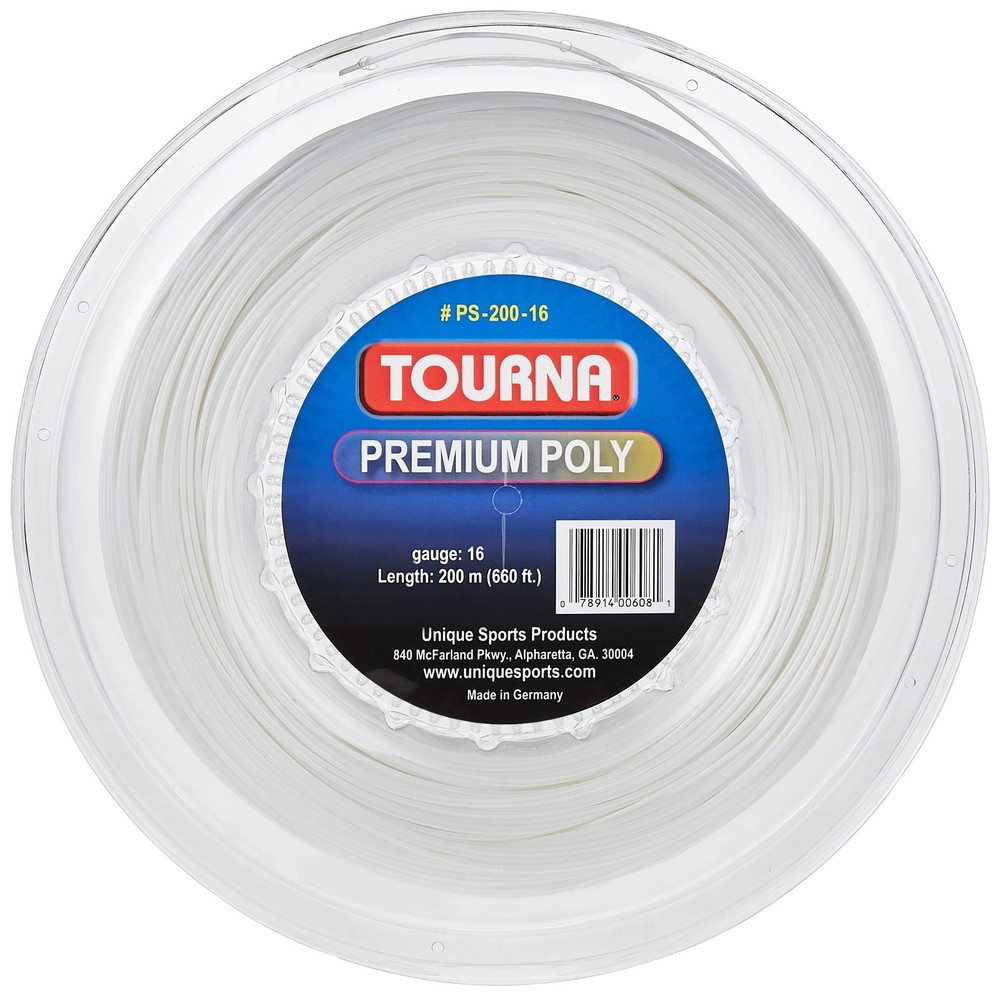 Premium Poly 18g Reel Tennis String, Pearl