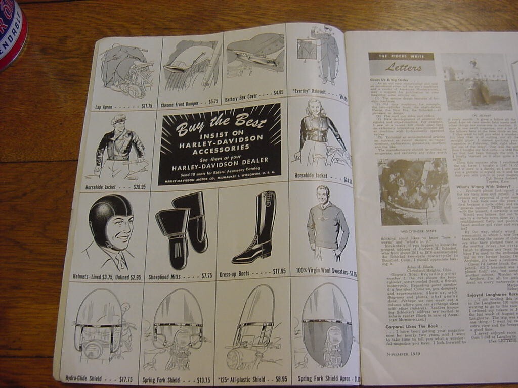 VINTAGE American Motorcycling magazine November 1949 New Triumph Thunderbird