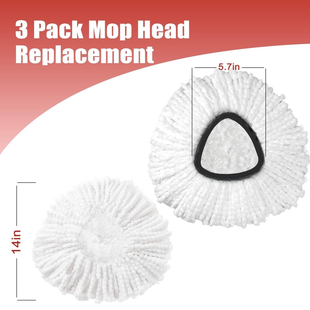 Mop Head Replacement, 3 Pack Spin Mop Refill Replace Head Compatible O Cedar ...