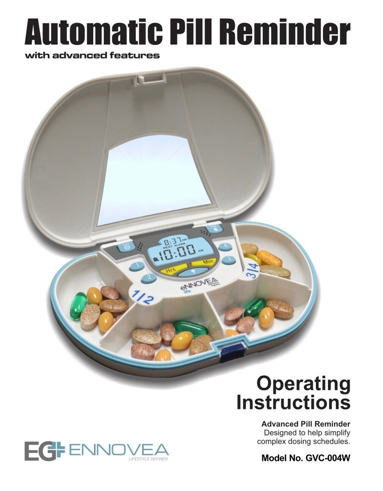 VitaCarry advanced pill case 4 Compartment With 4 Alarm Vibrating Timer