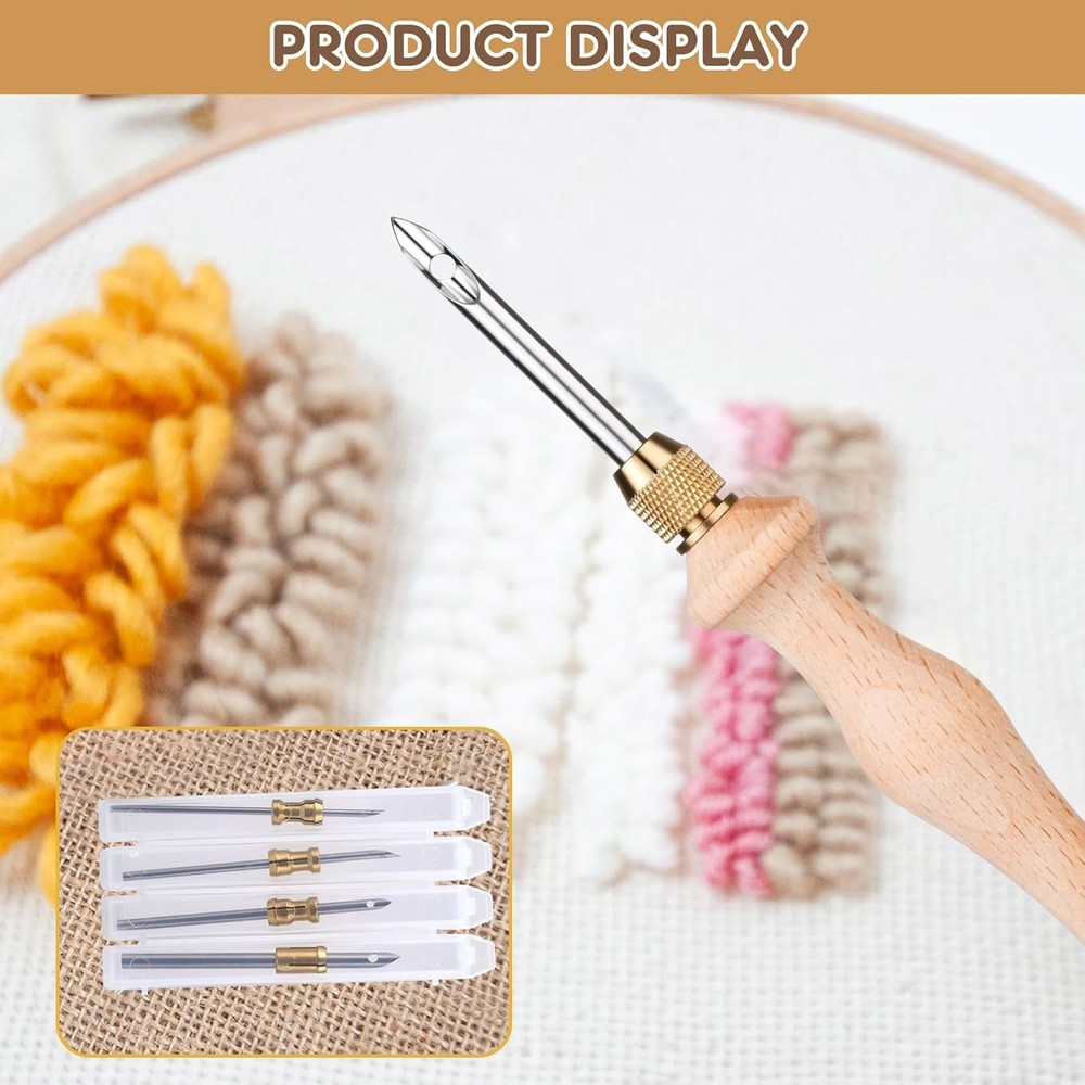 Punch Needle Kit with Storage Box,Adjustable Punch Needle Tool with 5 Different