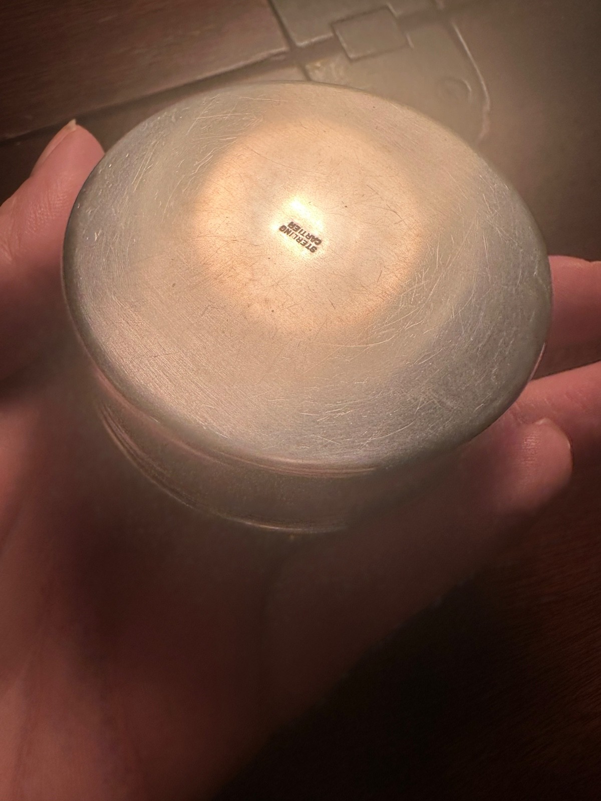 Cartier Vintage Sterling Silver Egyptian Cartouche Motif Trinket Box (50g)