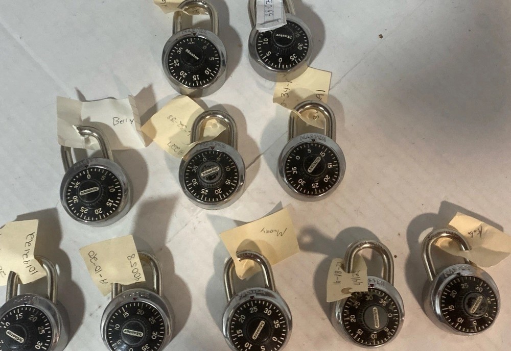 10 Master Lock Combination Padlocks - All Tested - School Work Locker Bike Shed