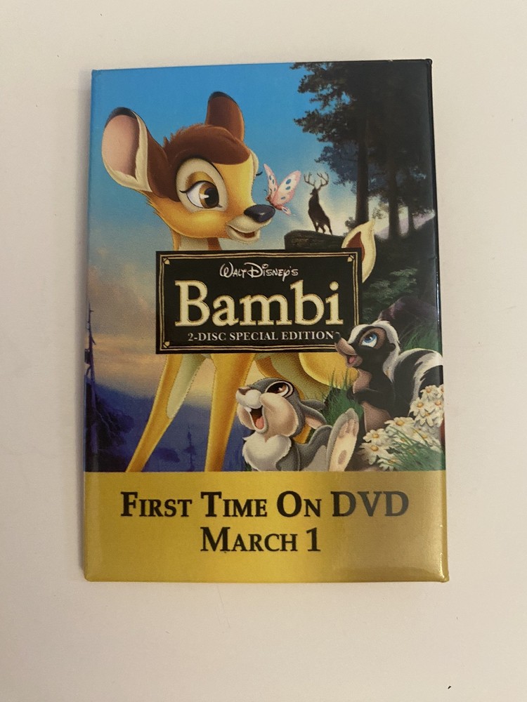 Bambi First Time On DVD Promo Pin Back Button P20