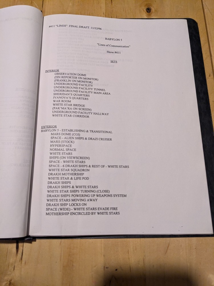 Babylon 5 Original Production Script ~ Lines of Communication