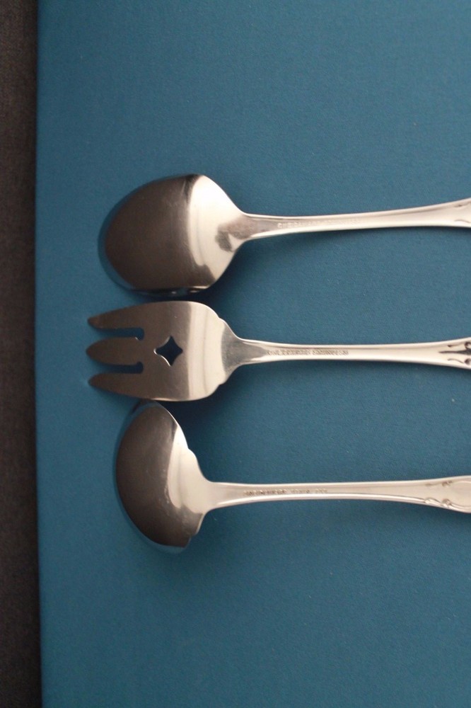 Oneida WHITTIER Serving (3pc Set) Tablespoon Meat Fork Oneidaware Stainless