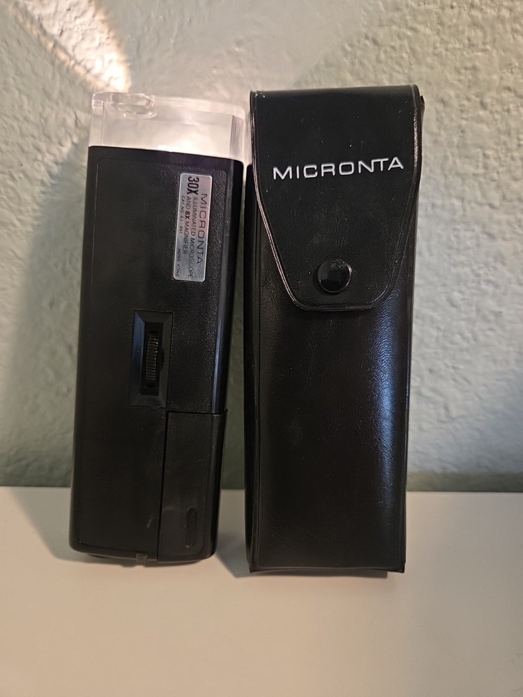 Micronta 30X Lighted Pocket Microscope Magnifying Glass & Case Tested VTG EUC