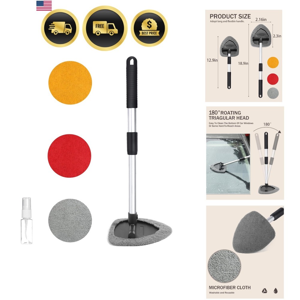 Car Window Cleaner Kit Windshield Cleaner Microfiber Brush Extendable Handle