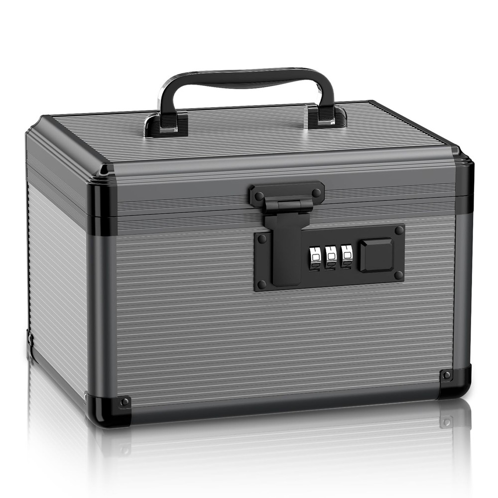 Medicine Lock Box with Code, Lock Box with Removable Tray, Portable First Aid...