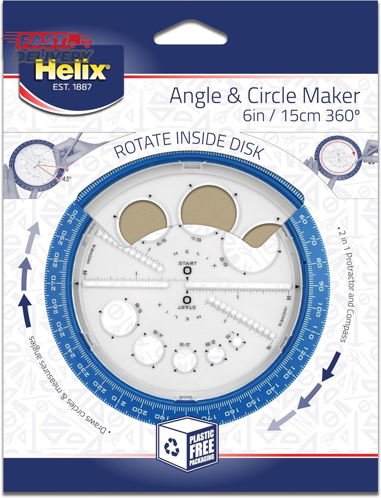Helix - Angle and Circle Maker 6 Inch - Drawing and Drafting Designs Accurately