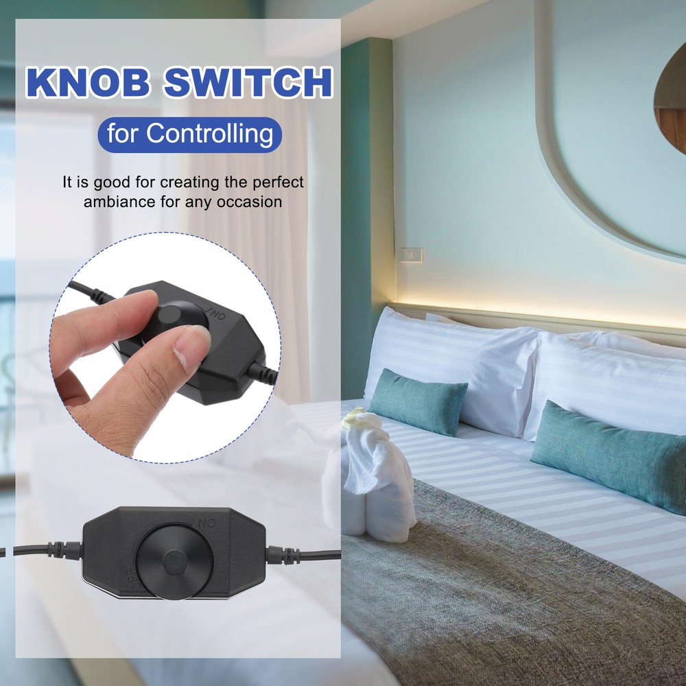 LED Strip Dimmer Switch, DC 9-24V PWM Rotary Dimmer DC Inline Cable Black