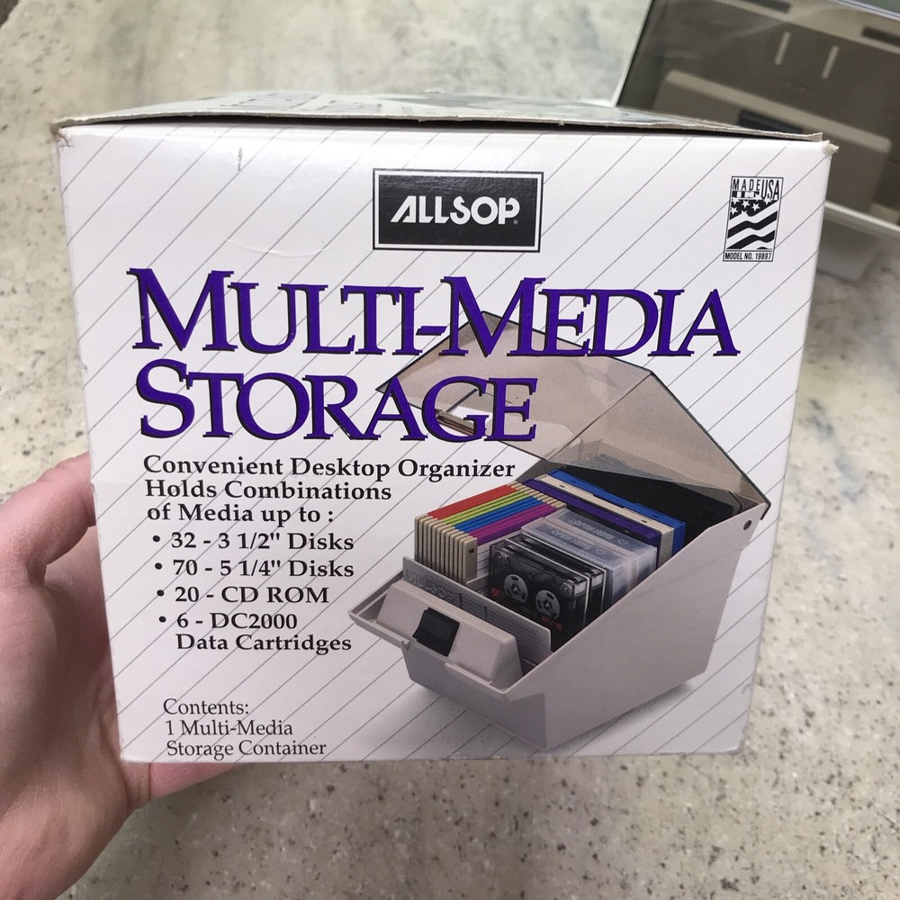 Vintage ALLSOP Multi-Media Floppy Disk CD Storage Container Removable Dividers