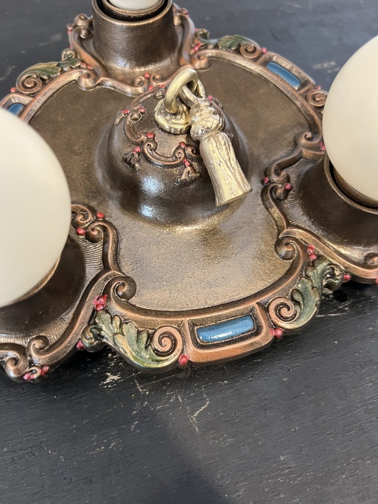 Single Nice Flush Mount Three Socket Fixture Rare 28F