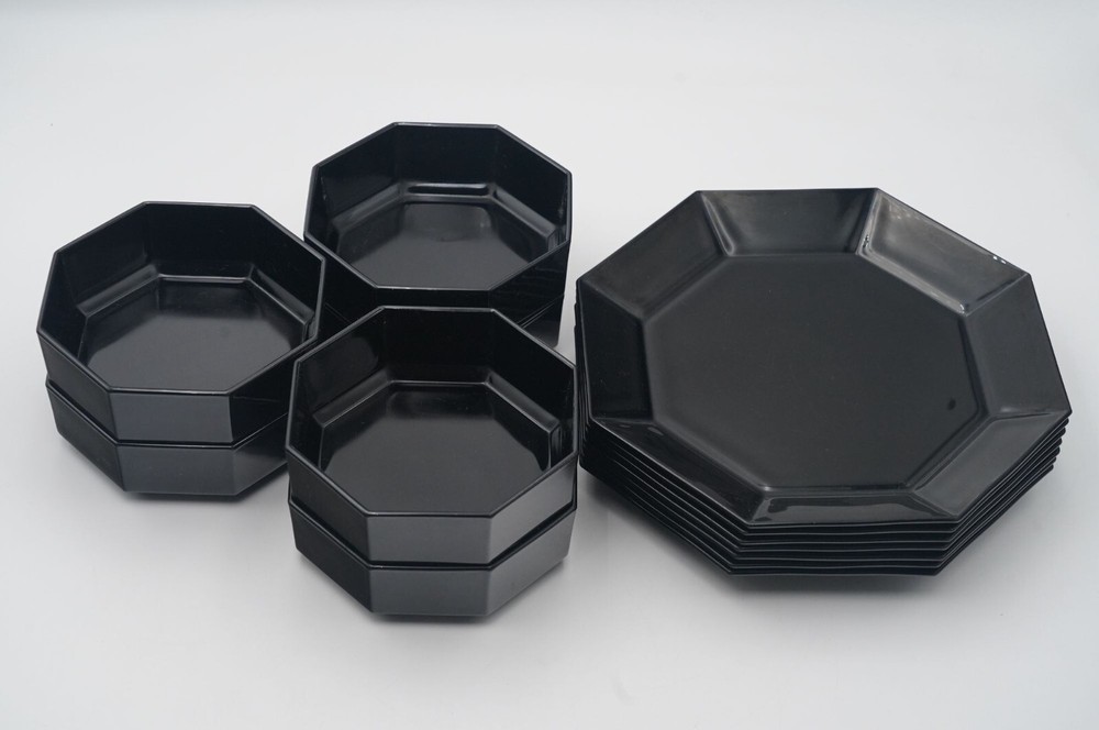 Arcoroc Octime Black Octagonal Dinner Plate, Cereal Bowl *PICK*