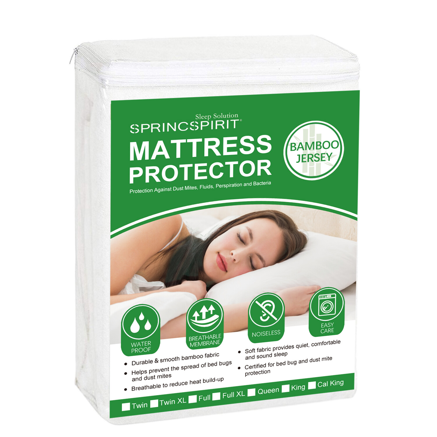 Waterproof Bamboo Knit Fabric Mattress Protector Ultra Soft Mattress Pad Cover