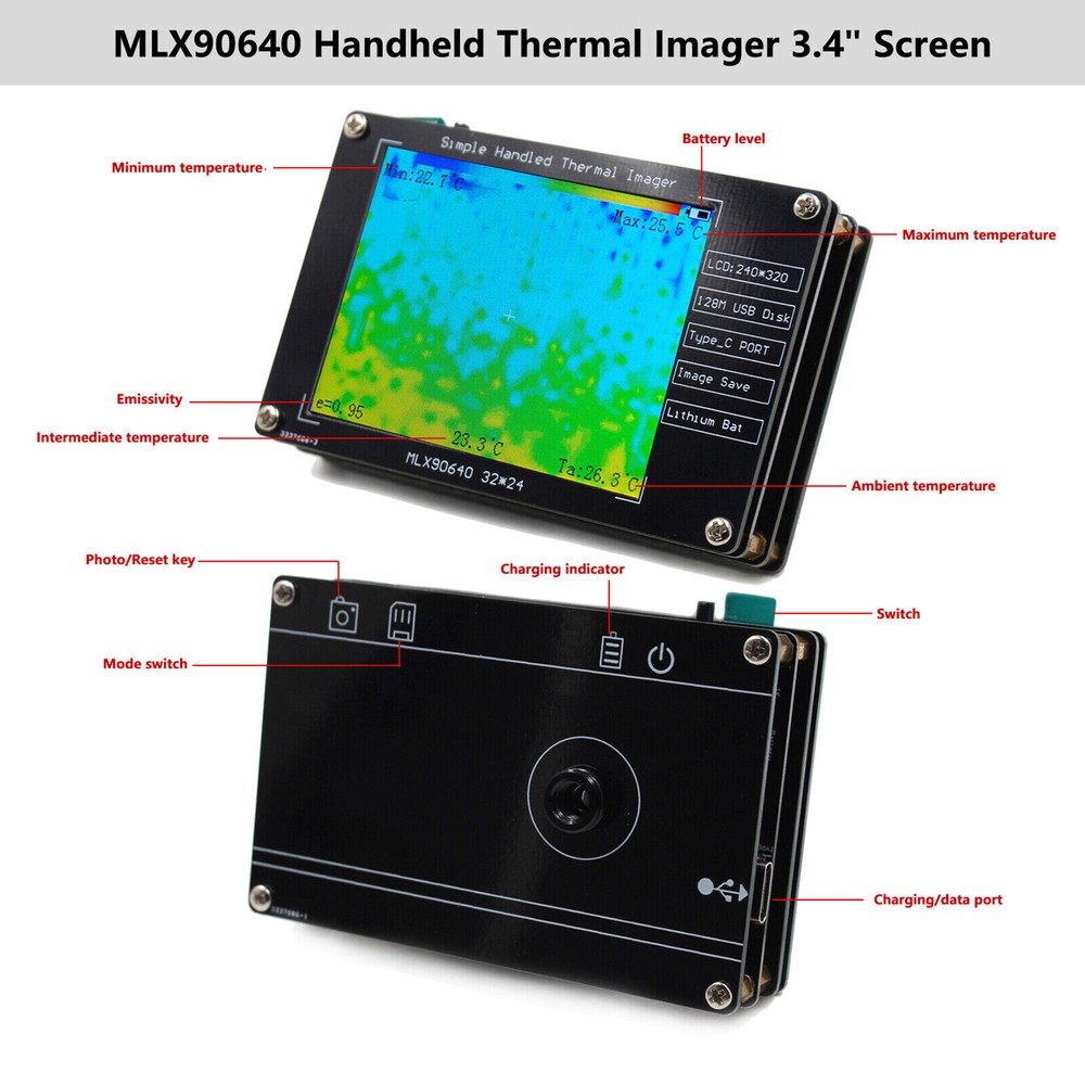 2.8" MLX90640 Thermal Imager Thermal Imaging Camera For Electronics Repairs