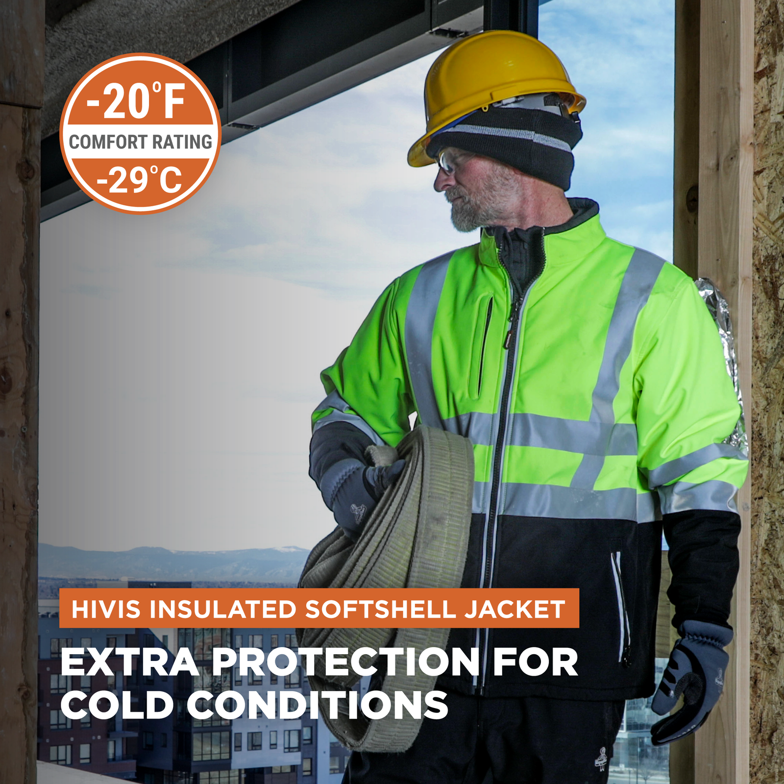 RefrigiWear Mens High Visibility Insulated Softshell Jacket with Reflective Tape