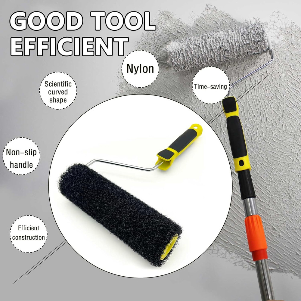 9 Drywall Compound Roller Brush for Walls & Ceilings, Textured Finish Tool
