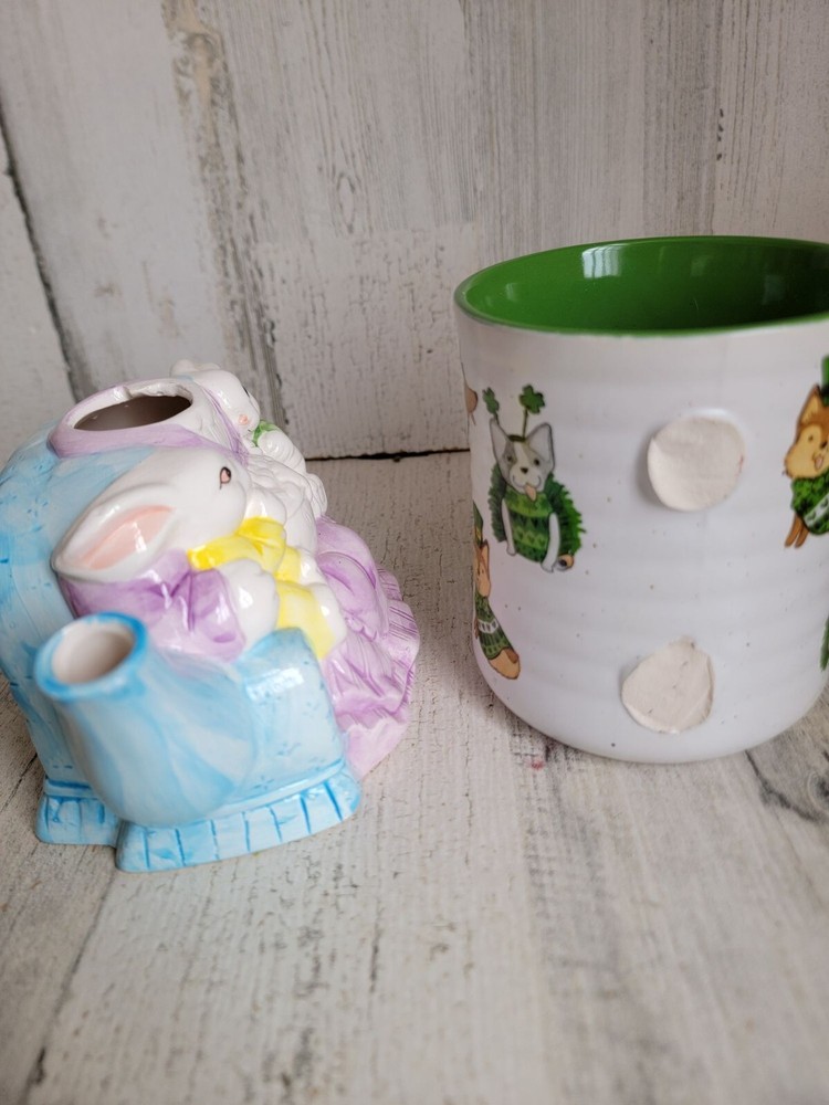 Easter teapot AS IS St Patrick's Day mug spring decor home kitchen set