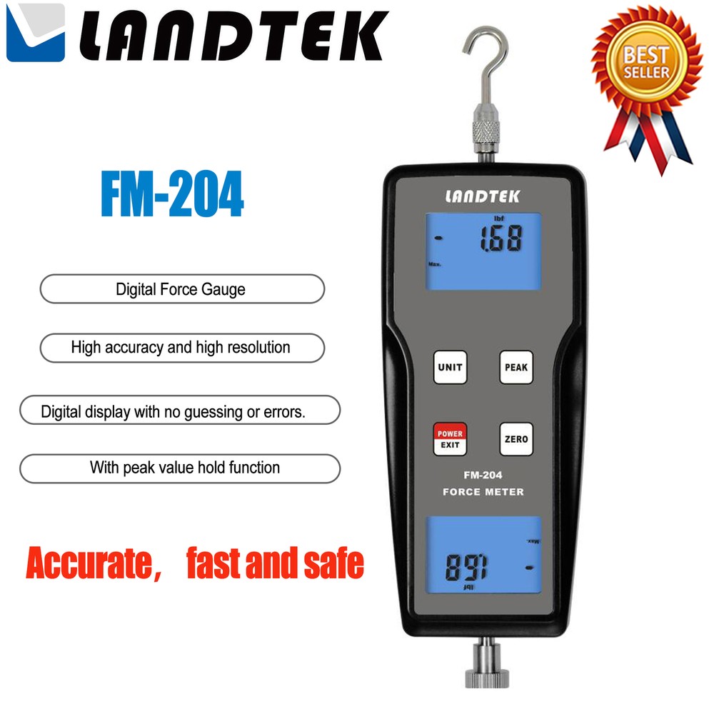 LANDTEK FM-204 Split Digital Push Pull Force Gauge Tester Meter External Senso