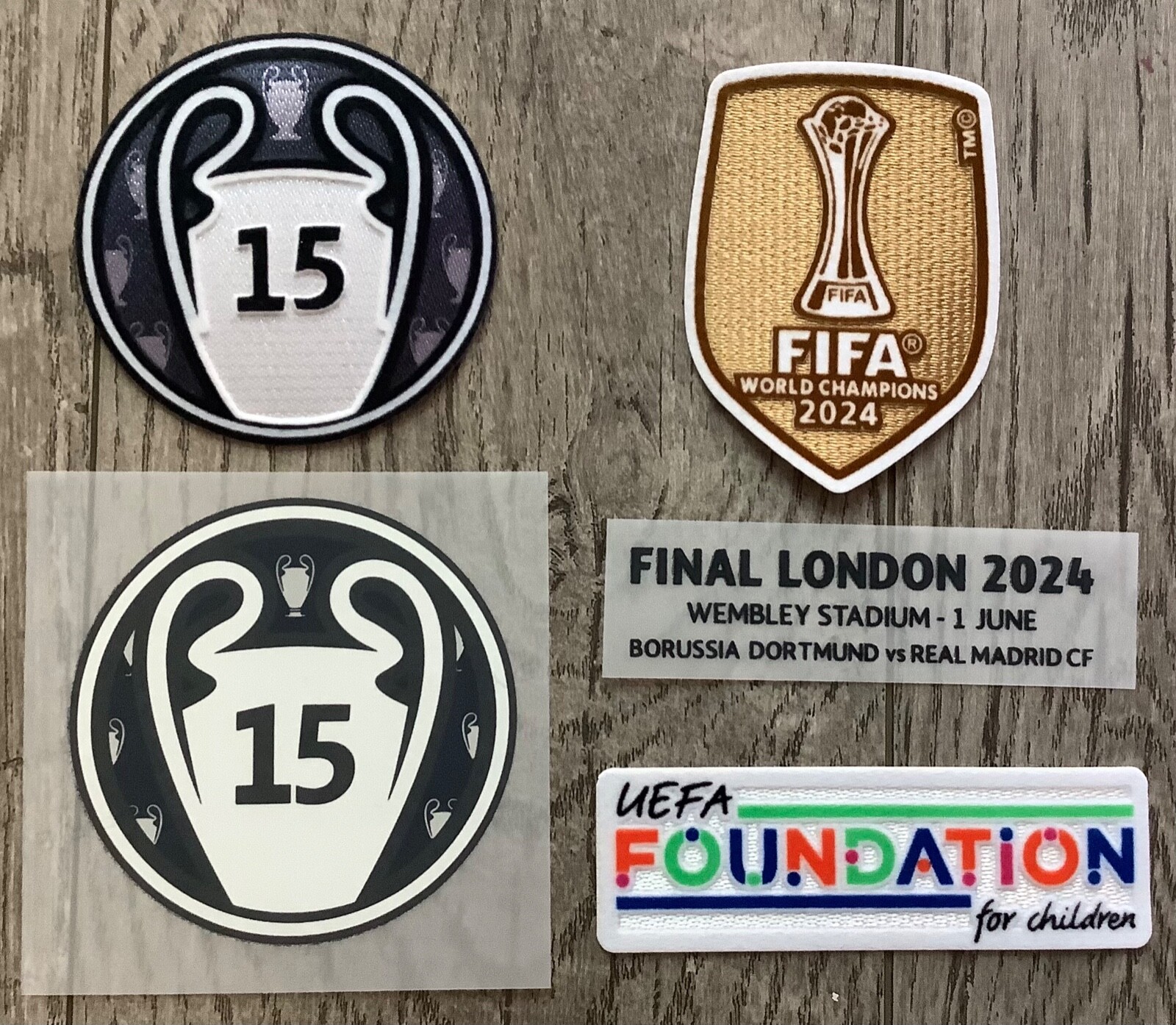 Real Madrid 15 Champions League 2024/25 Arm Sleeve Patch badge Set