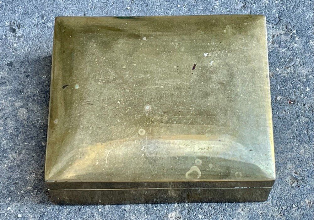 Vintage Brass Cigarette Box (Wood Lined)