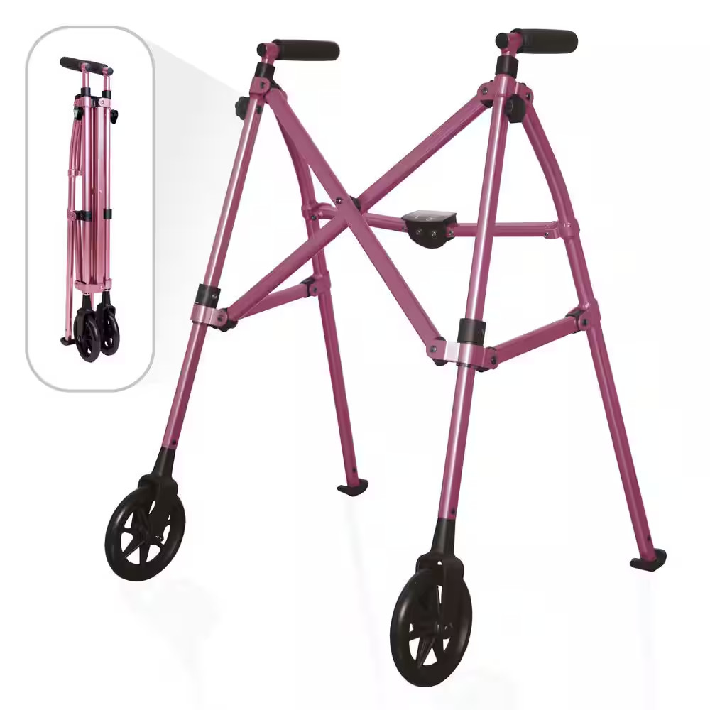 Space Saver Walker, Lightweight 2-Wheel Folding Walker with Rear Glides in Regal