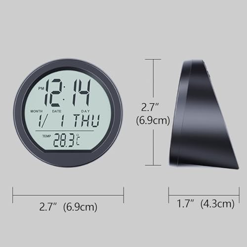 Timloon Car Dashboard Clock with Automatic Backlight at Night, Solar-Powered,