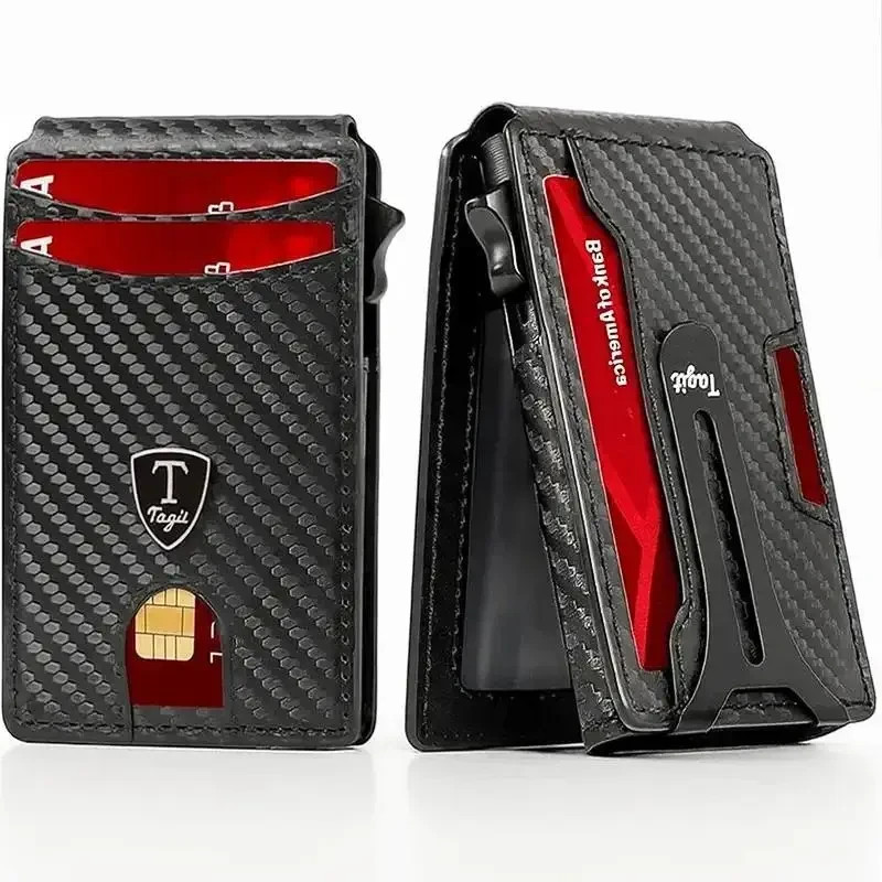 RFID Blocking Pop-Up Leather Men’s Wallet Slim Bifold with Money Clip Gift-Ready