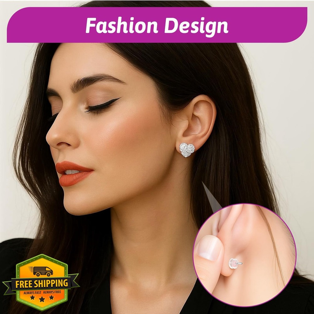 Rose Gold Locking Earring Backs Silicone Replacement Heavy Studs 10 Pcs