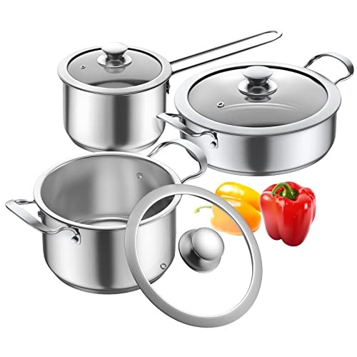 6pc Stainless Steel Nonstick Induction Cookware Set Pots Pans Kitchen