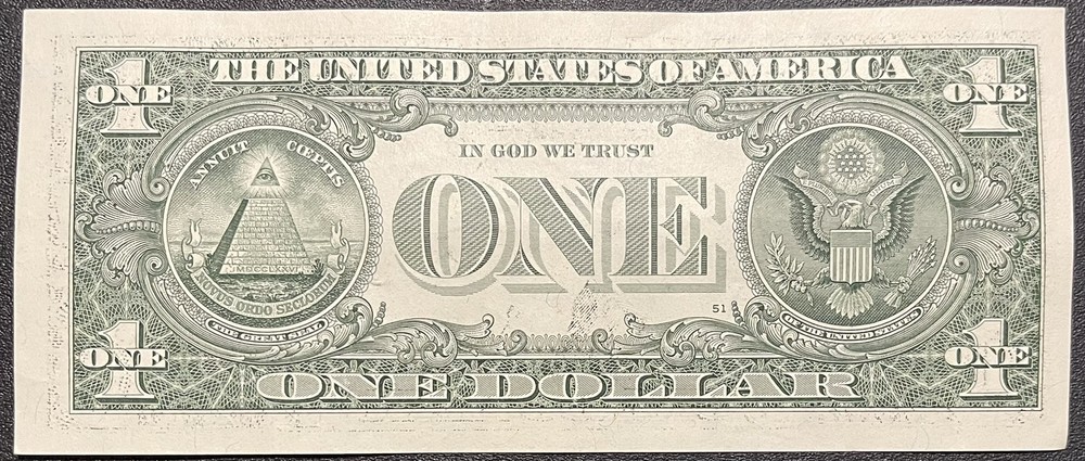 2013 $1 Dollar Bill  - Offset Printing Front To Back Wet Ink Transfer Error