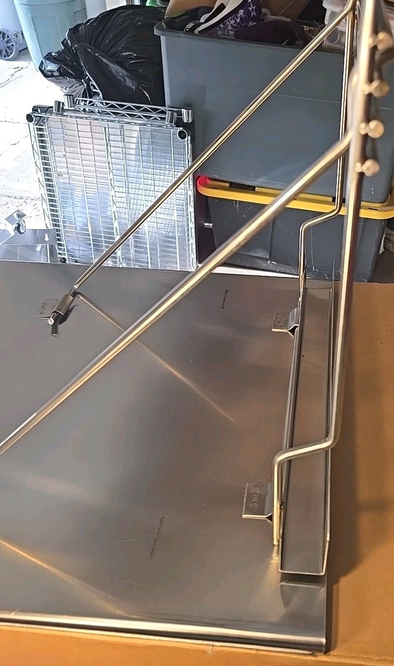 ECOLAB LOAD-N-FOLD 21" X 25" Stainless Steel Fold Down Wall Table Made in U.S.A.