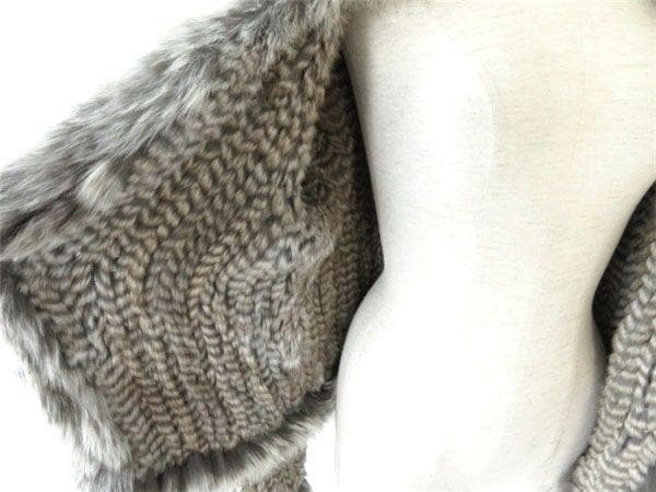 Fox Fur & Rabbit Fur Side Zip Jacket Gray M Used