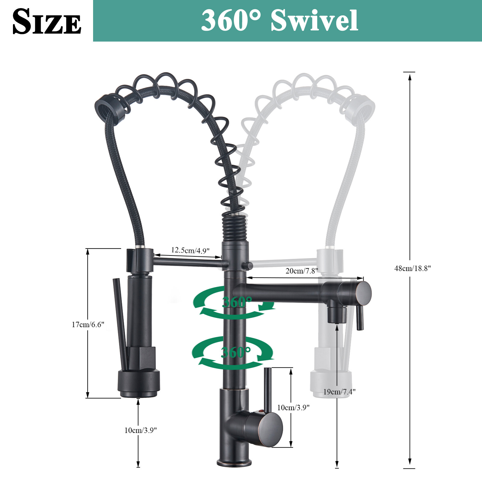 Matte Black Kitchen Faucet Pull Down Sprayer Swivel Single Handle Sink Mixer Tap