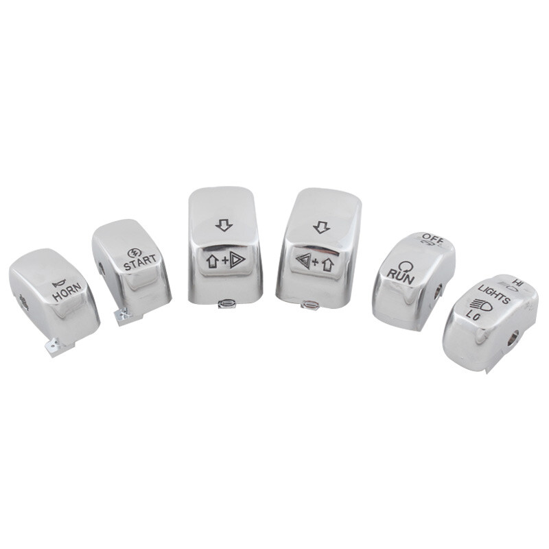 Chrome 6pcs Control Switch Housing Button Caps For Harley Sportster Dyna Softail
