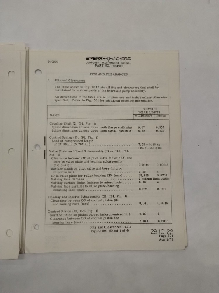 Sperry Vickers Variable Displacement Hydraulic Pump Assembly Maintenance Parts