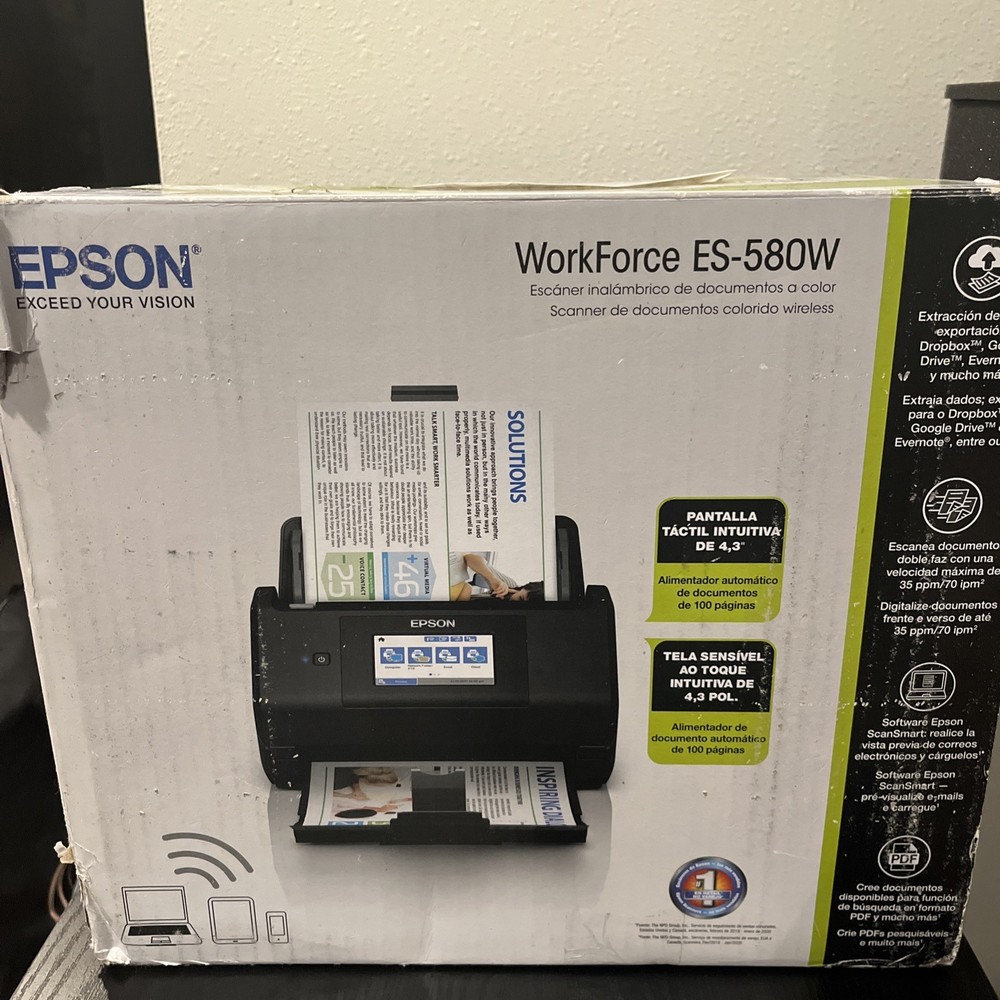 Epson Workforce ES-580W Wireless Color Duplex Desktop Document Scanner