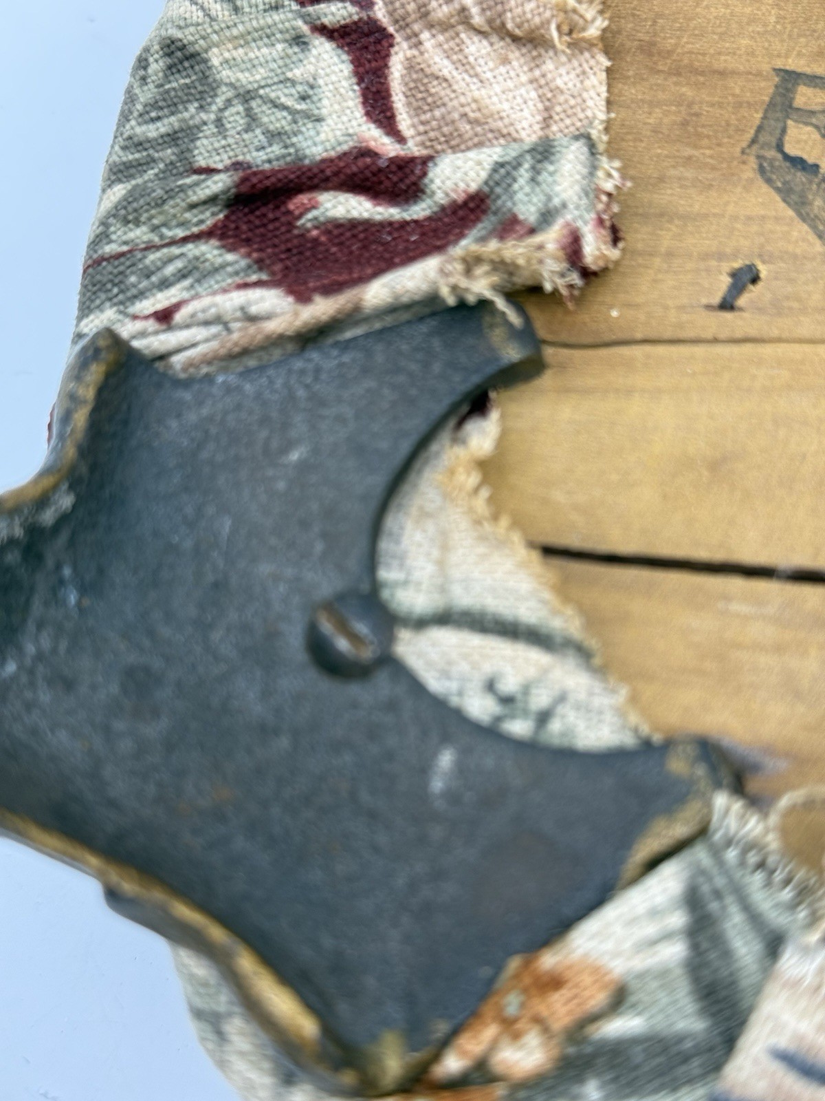 Victorian Cast Iron Wood Foot Stool w Original Upholstery C. A. Dorney Furniture