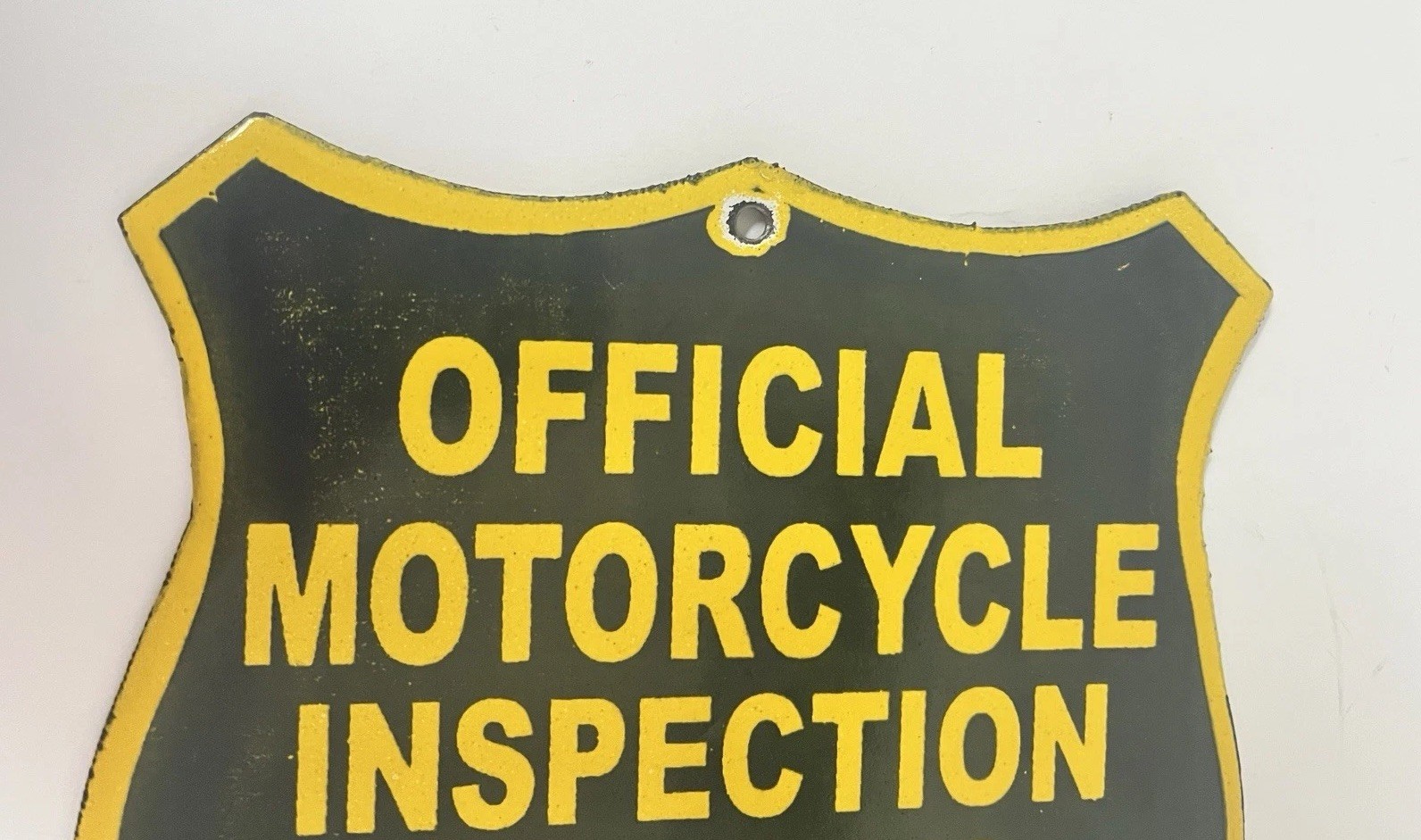 Vintage Official Motorcycle Inspection Station Porcelain Sign ~ Harley Davidson