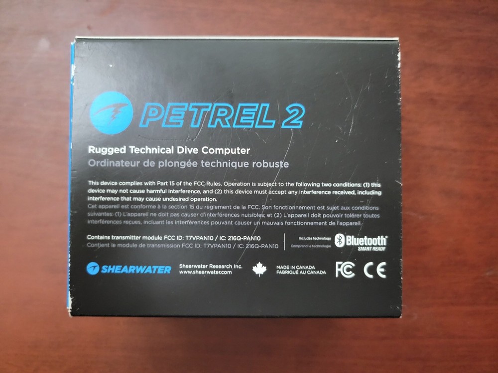 Shearwater Petrel 2 Retail Packaging, software and manuals. NO COMPUTER.