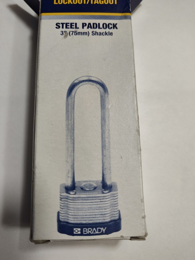 Brady 123265 Keyed Padlock, Extended, Rectangular Reinforced Steel Body,