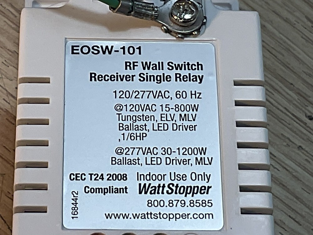 Wattstopper EOKT-101-W Wireless RF Occupancy Sensor Kit White RF switch/GAR160