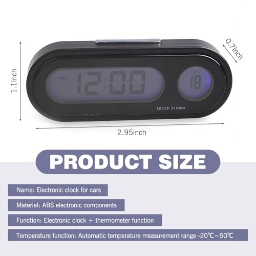 Black Mini Waterproof LED Digital Clock with Temperature Display, Adjustable